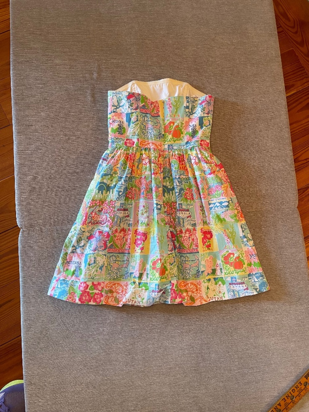 Lilly Pulitzer Strapless Lottie Dress USA Patchwork Size 00 - Picture 4 of 14